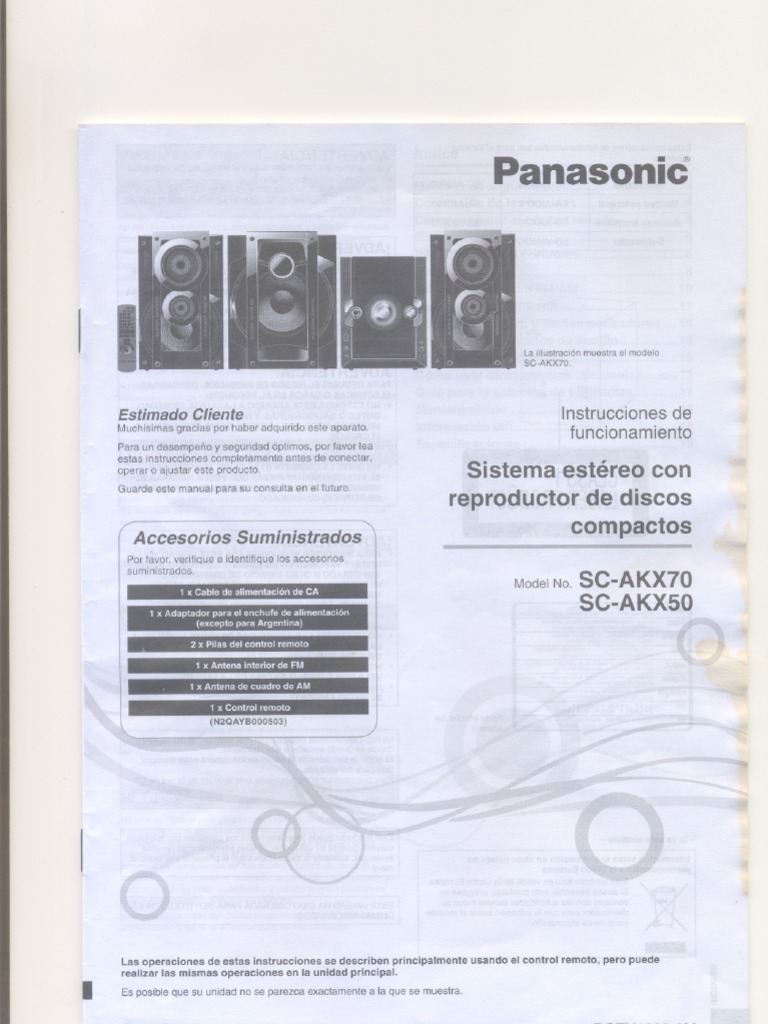 Panasonic SC AKX70 PDF Disco compacto Micrófono