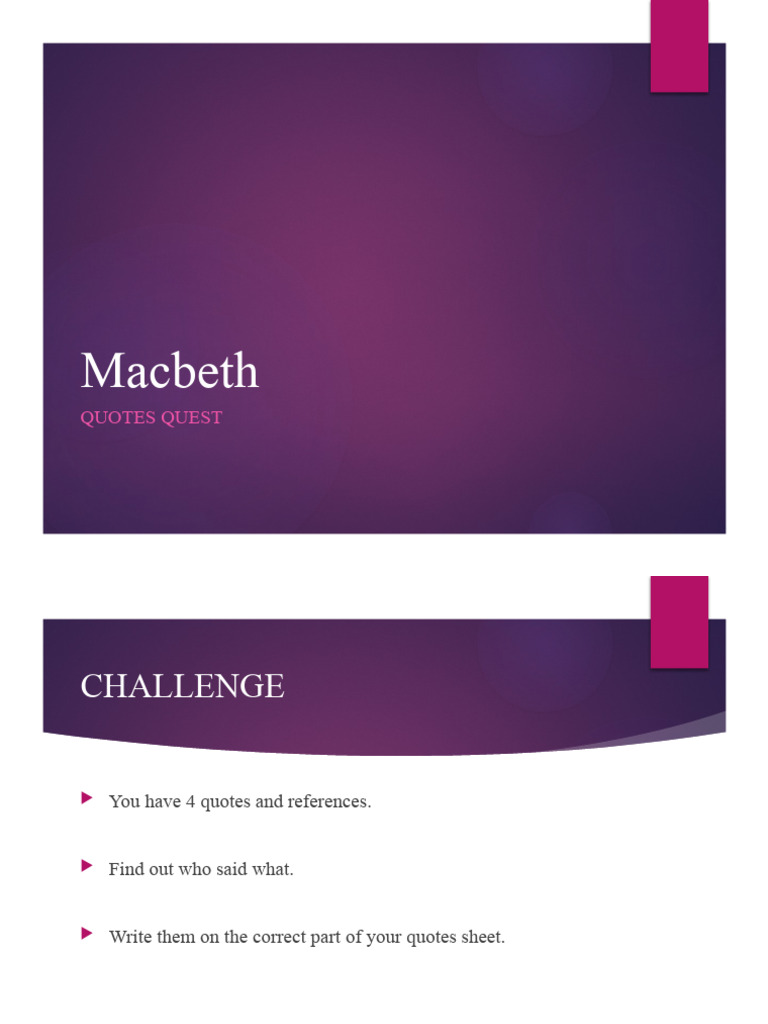 Macbeth Quotes Activity PDF
