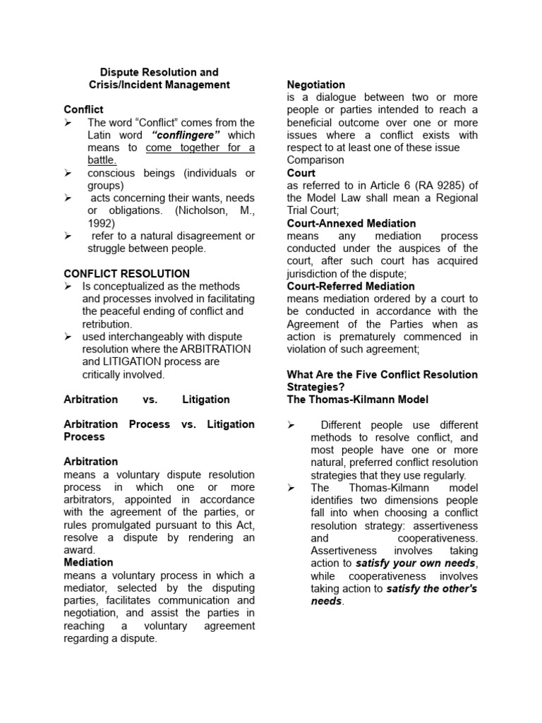 Dispute Resolution and Crisis Management | Download Free PDF ...