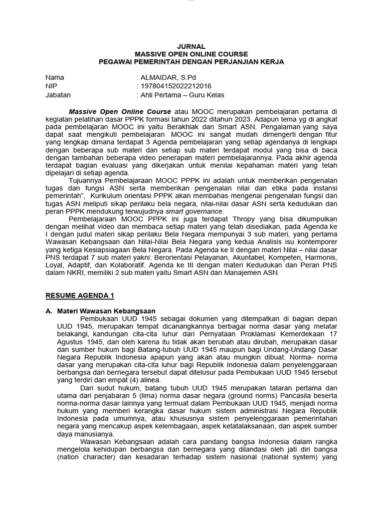 Jurnal Mooc PPPK Almaidar PDF