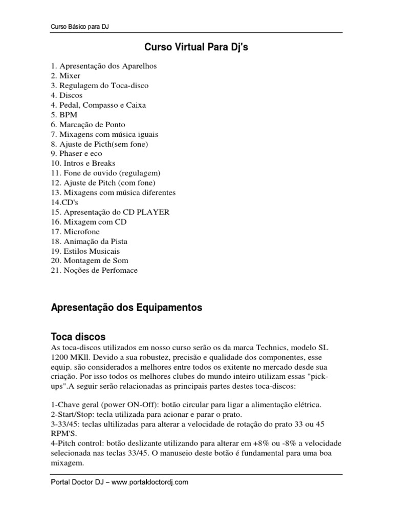 Curso de DJ 1 | PDF | DJ | Disco de vinil LP