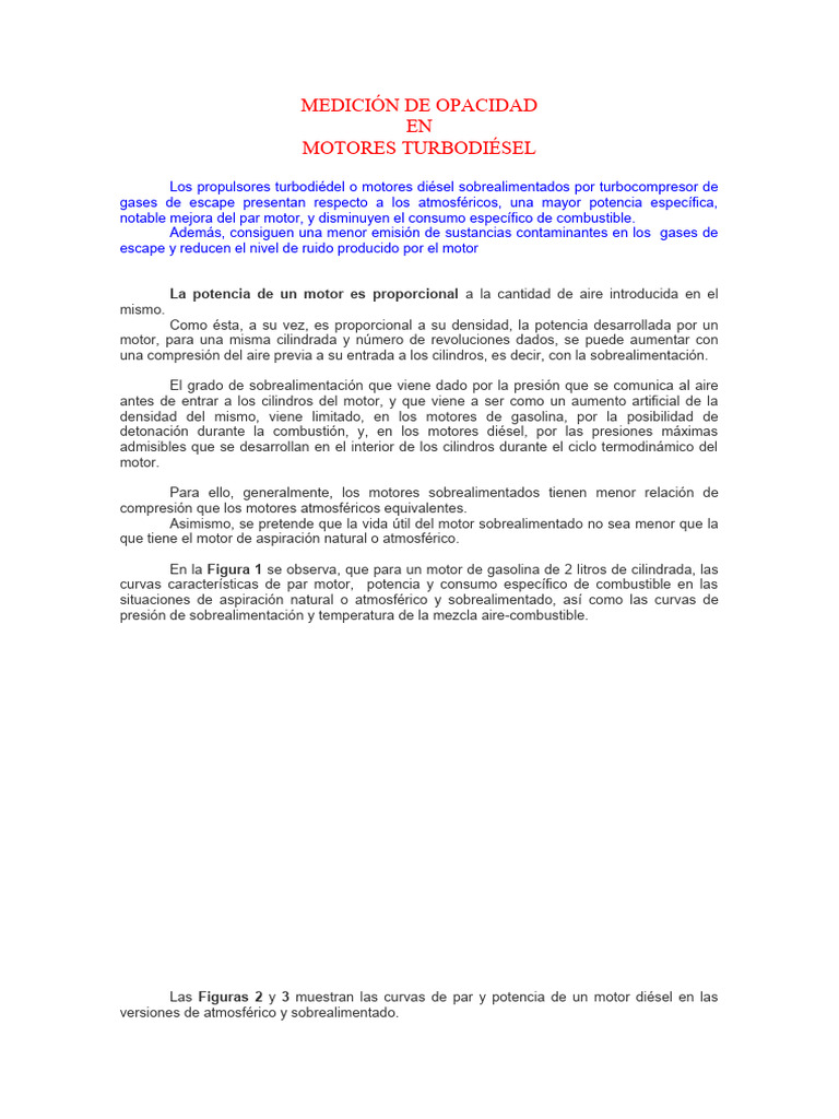 Medición de Opacidad | PDF | Turbocompresor | Inyección de combustible