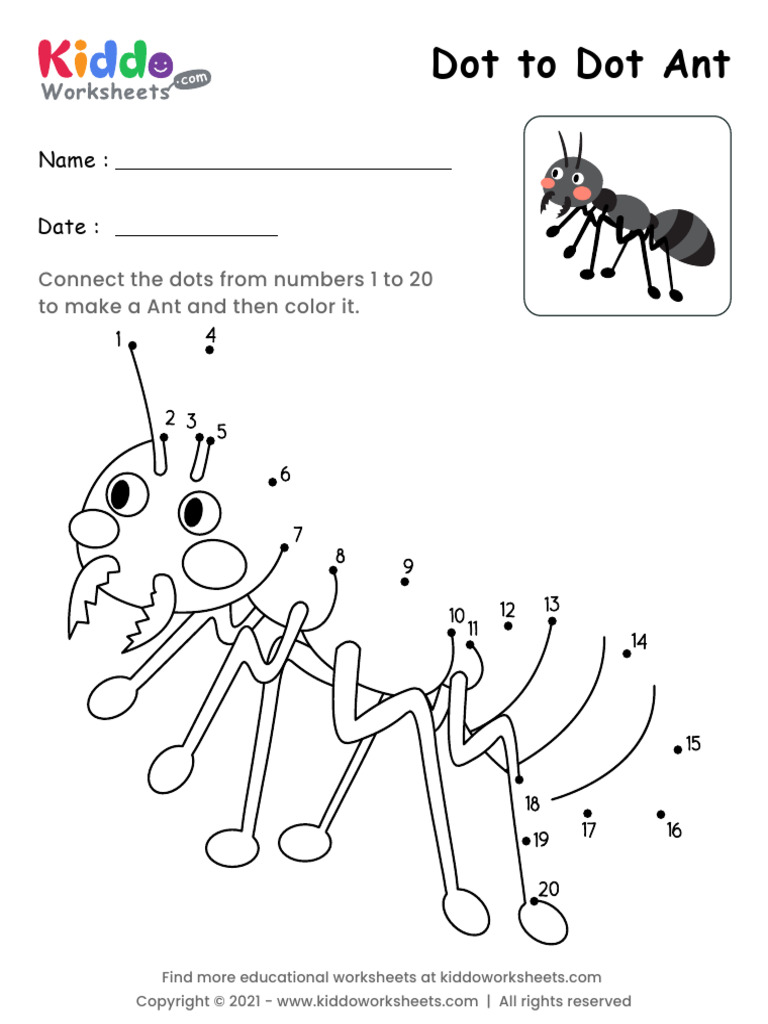Dot To Dot Ant Worksheet Pdf