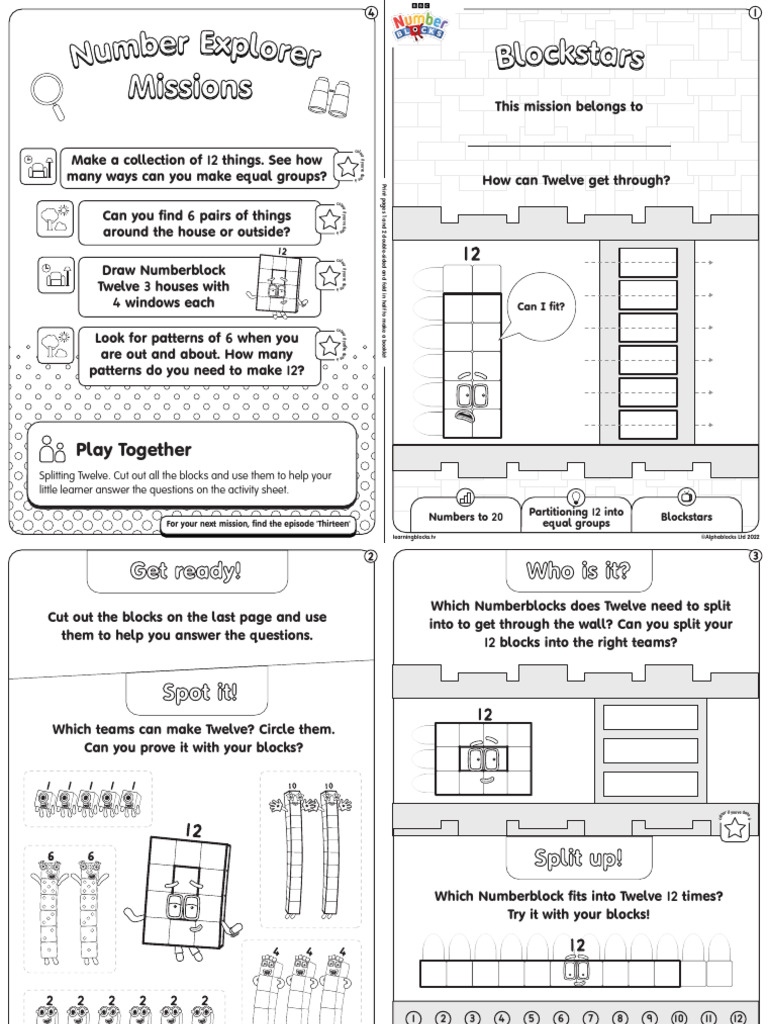 Number Fun with Numberblock Twelve | PDF