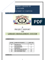 A Project Report ON Library Management System: Government College of Engineering, Jalgaon