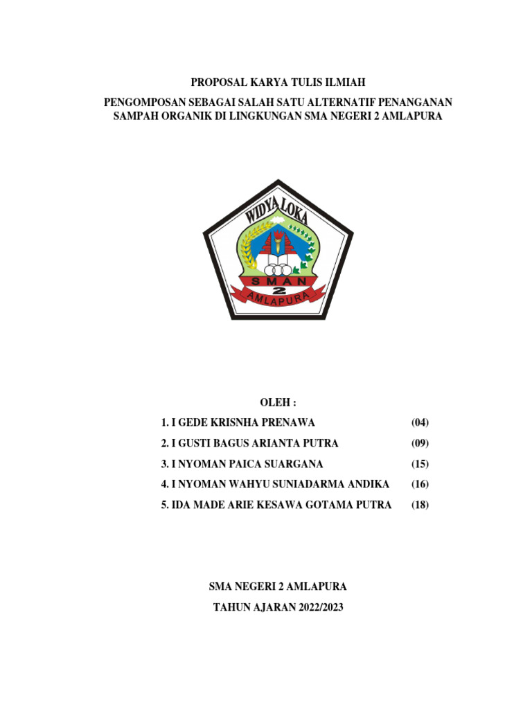 Proposal Karya Tulis Ilmiah Kelompok 2 Paling Baru | PDF