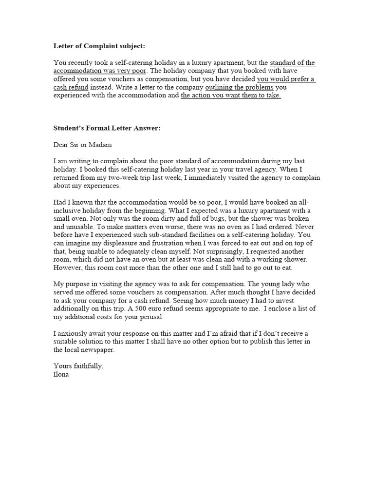 Aptis Writing Sample Letter