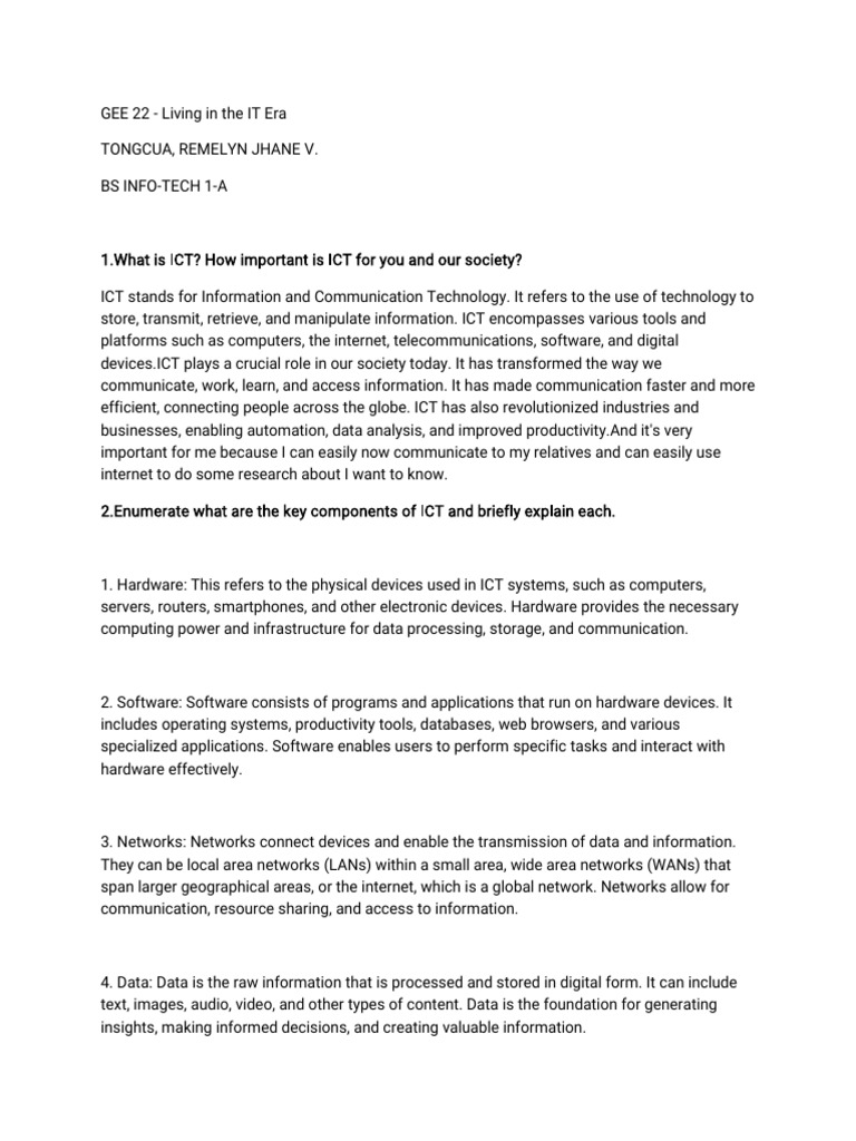 Understanding ICT in Daily Life | PDF | Information Technology ...