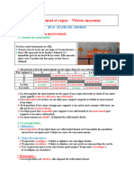 Mouvement Et Repos Vitesse Moyenne Cours 2