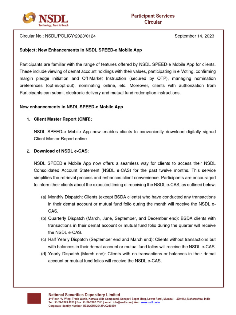 2023 0124 policy new enhancements in nsdl speede mobile app pdf