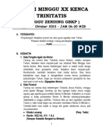 Liturgi Minggu XX Kenca Trinitatis (Zending GBKP), 22-10-2023, JAM 6, KARO, BEN, OK