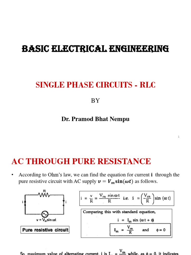 Single Phase Circuits RLC PDF Inductance Inductor