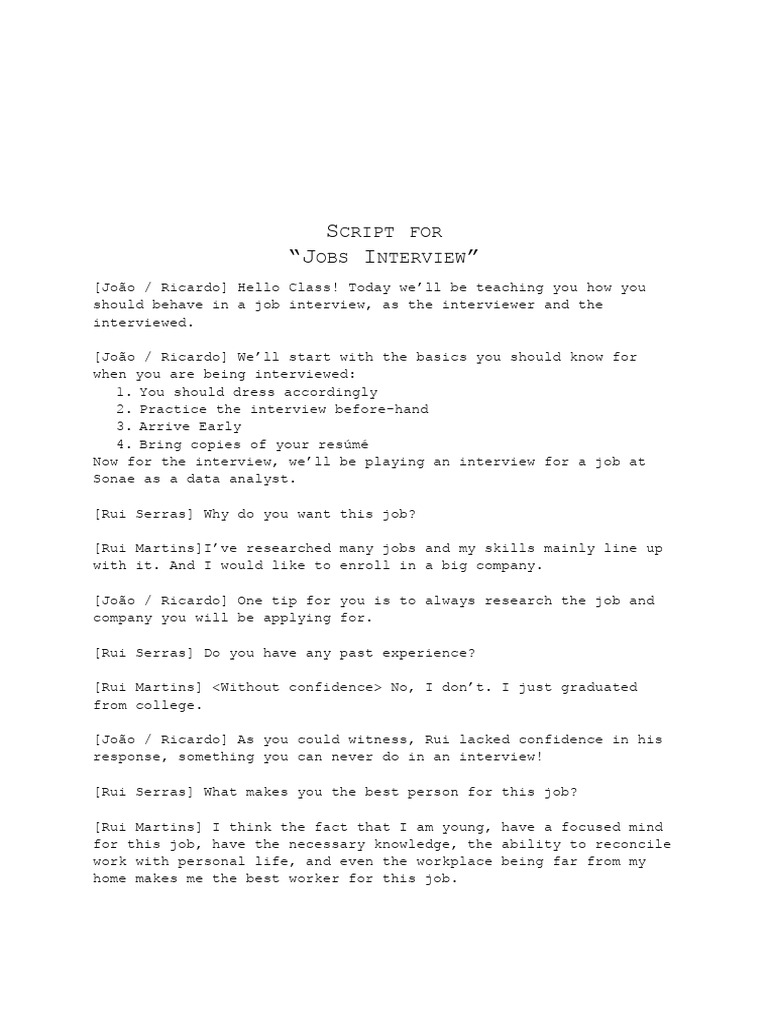 Job Interview Script | PDF