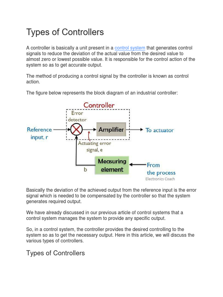 What Are The Three Basic Types Of Controllers