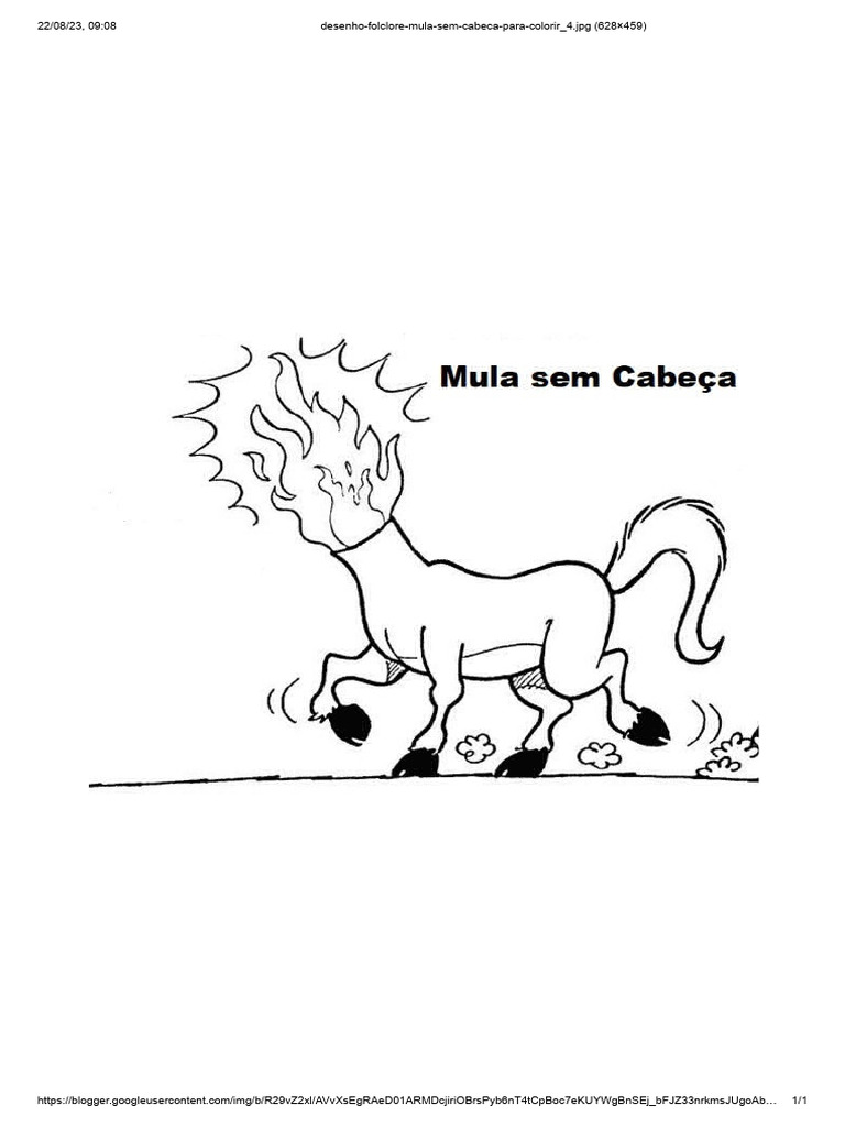 Desenho Folclore Mula Sem Cabeca para Colorir - 4 | PDF