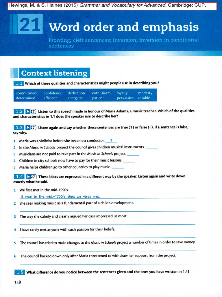 Word Order and Emphasis2 PDF Verb Adverb