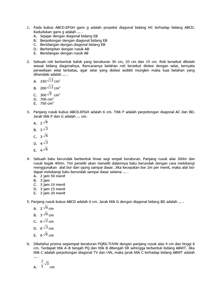 Soal UH Mat Wajib 22 | PDF