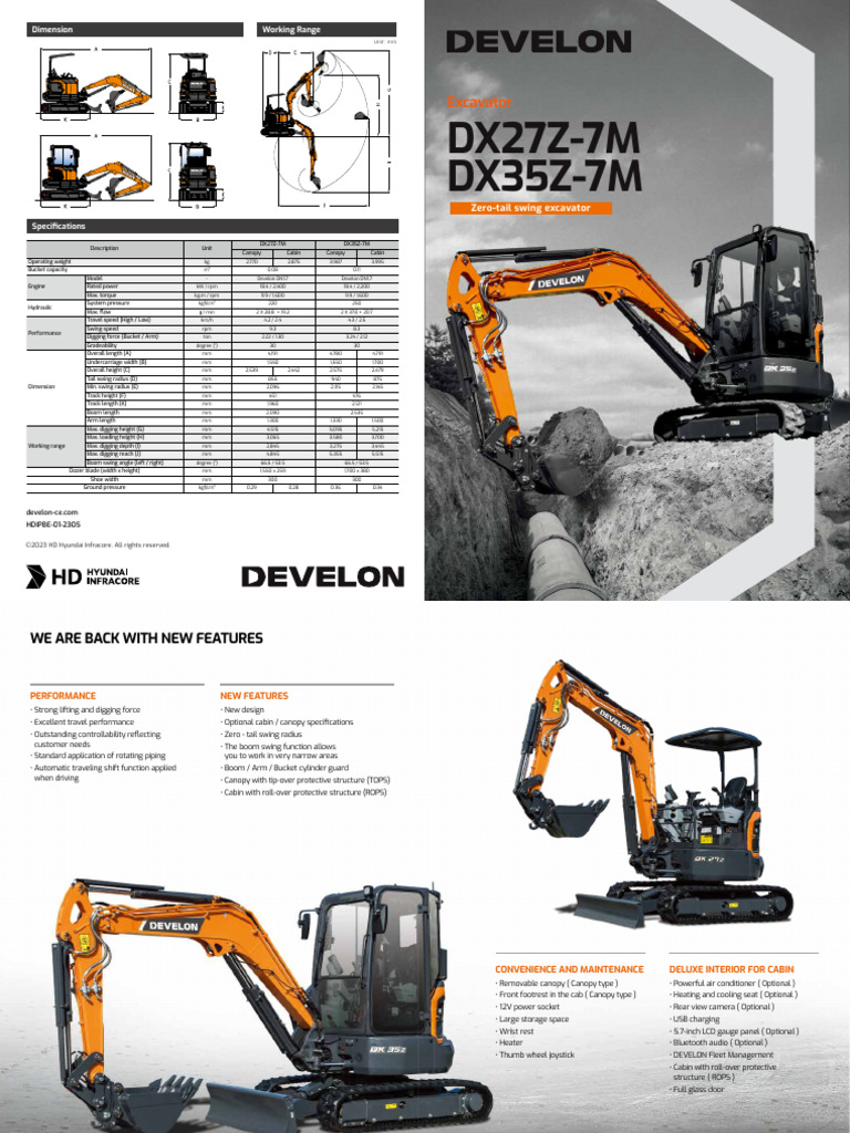 DX35Z-7M Excavator Specifications | PDF | Elevator | Manufactured