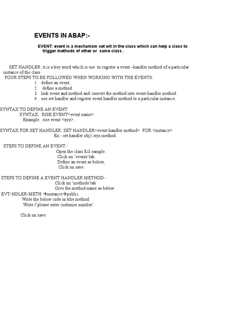 Event Handling in SAP ABAP | PDF