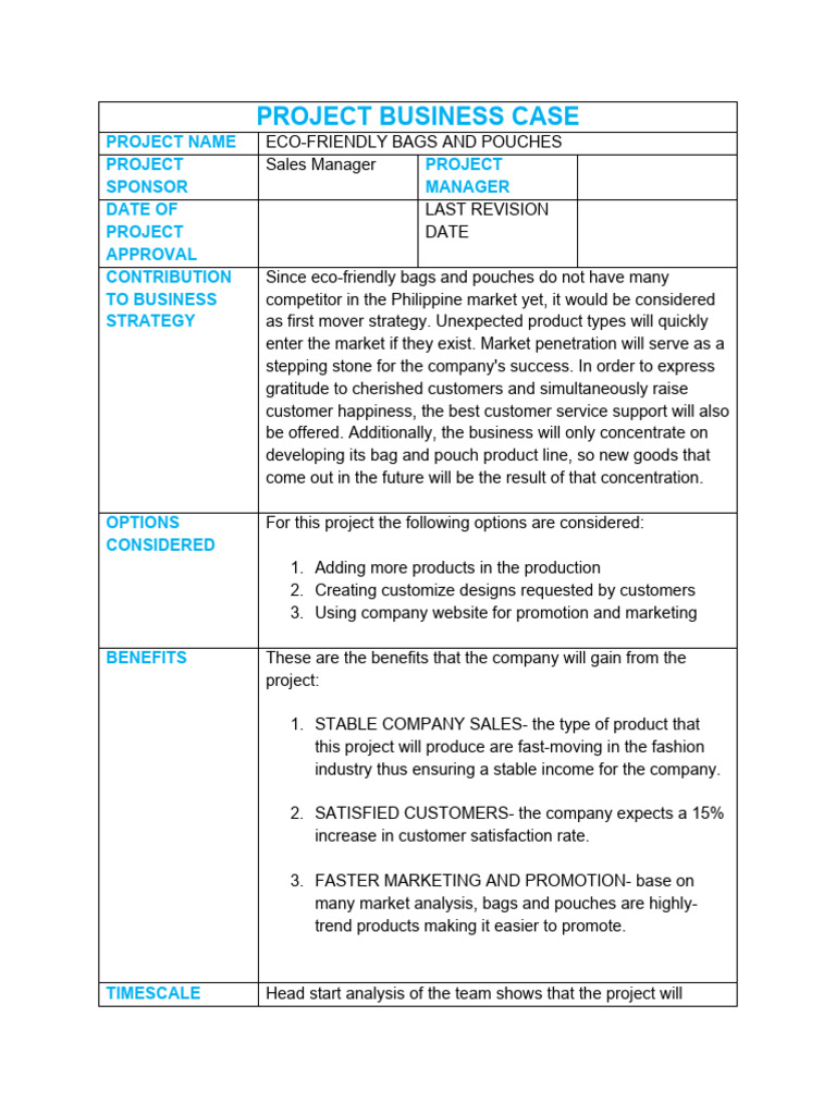 Project Business Case PDF Marketing Market (Economics)