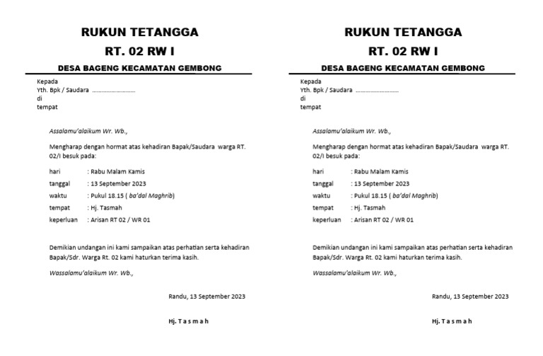 Undangan RT | PDF