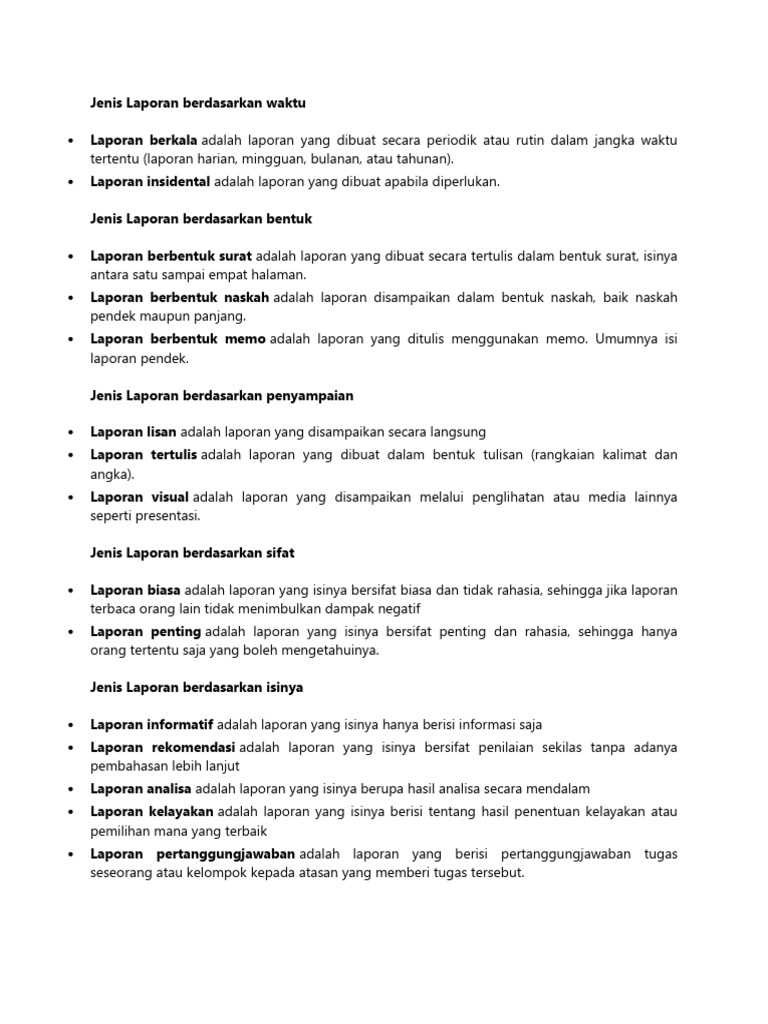 Jenis Laporan | PDF