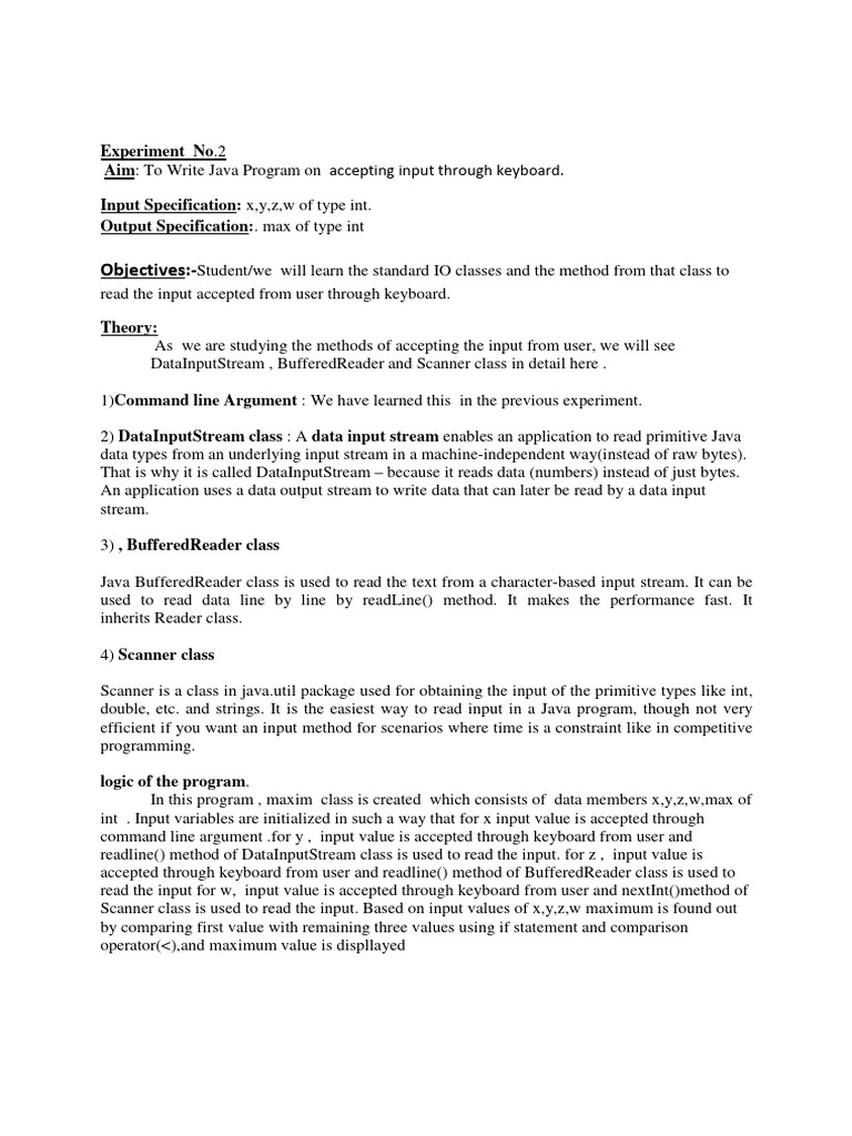Skill Programming EXPT 2 | PDF | Input/Output | Java (Programming Language)