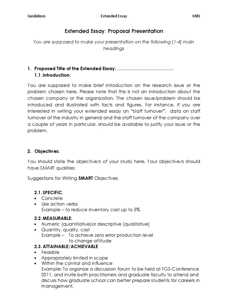 proposal in essay format