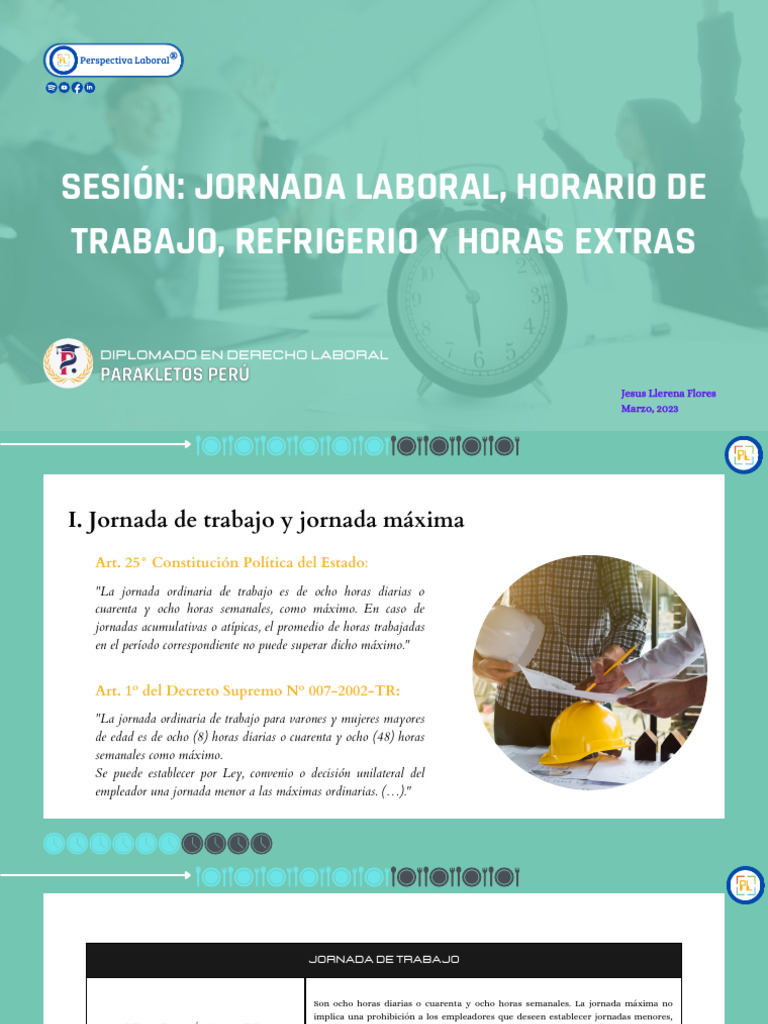 Clase 5. JORNADA LABORAL Y HORARIO DE TRABAJO REFRIGERIO HORAS EXTRAS | PDF