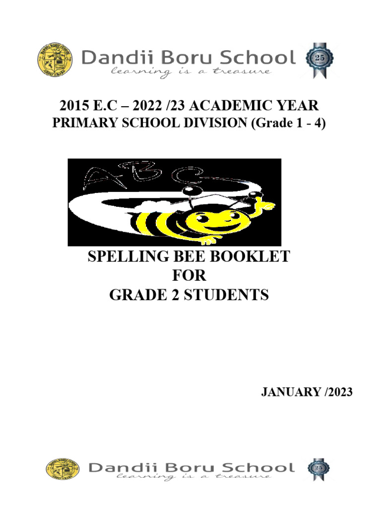 Spelling Bee Booklet For Grade 2 Students Pdf