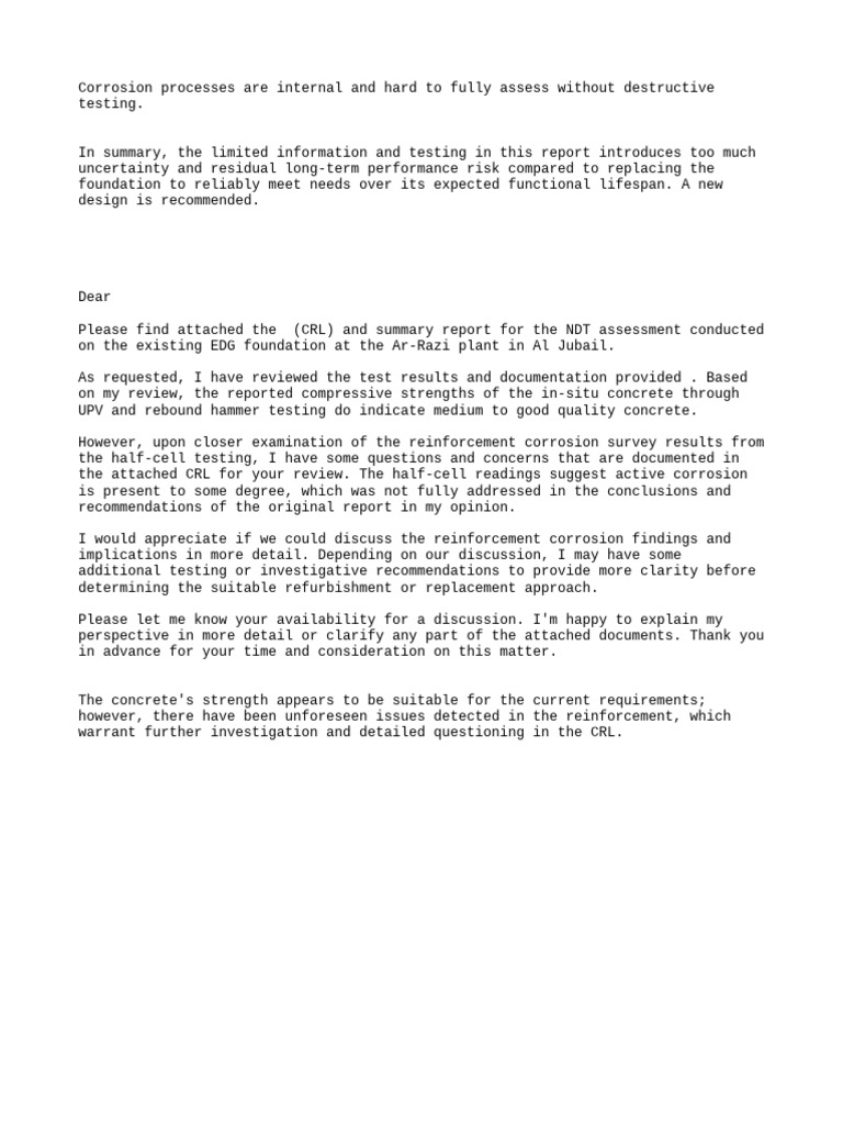 NDT Assessment of EDG Foundation Report | PDF