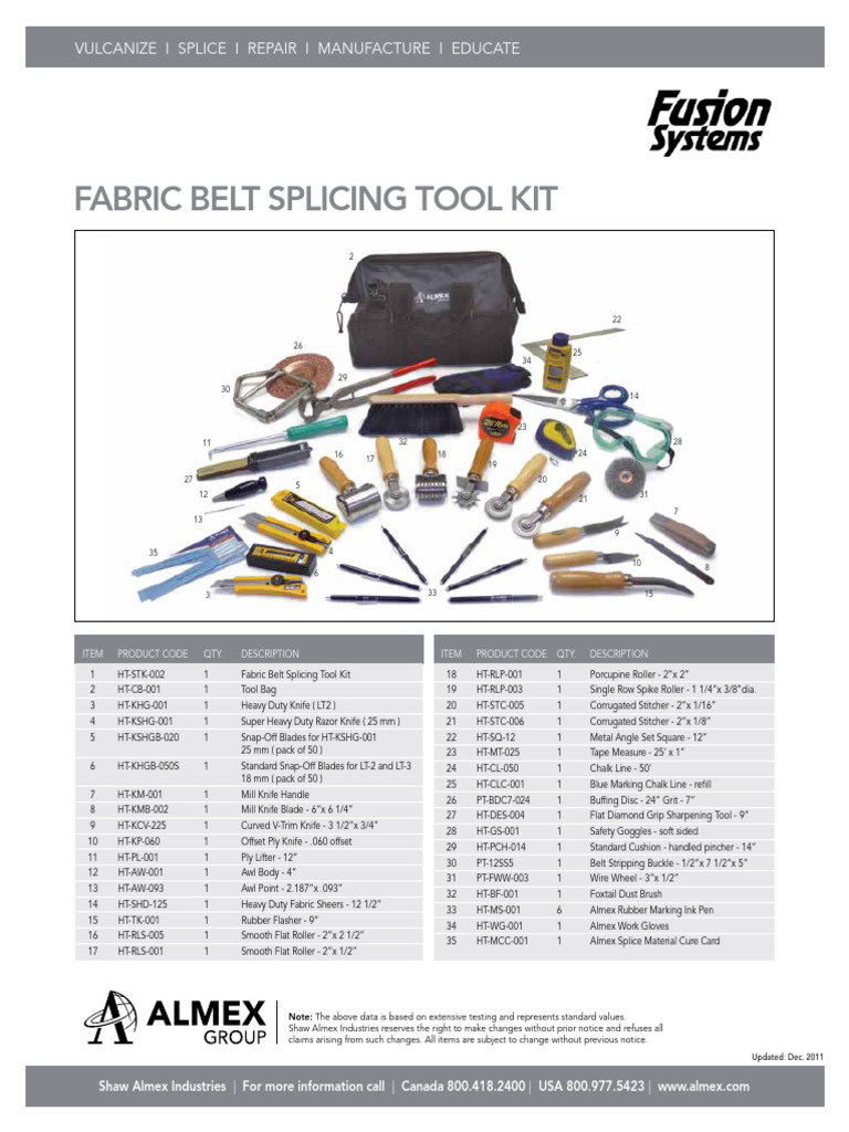 Fabric Belt Splicing Tool Kit PDF