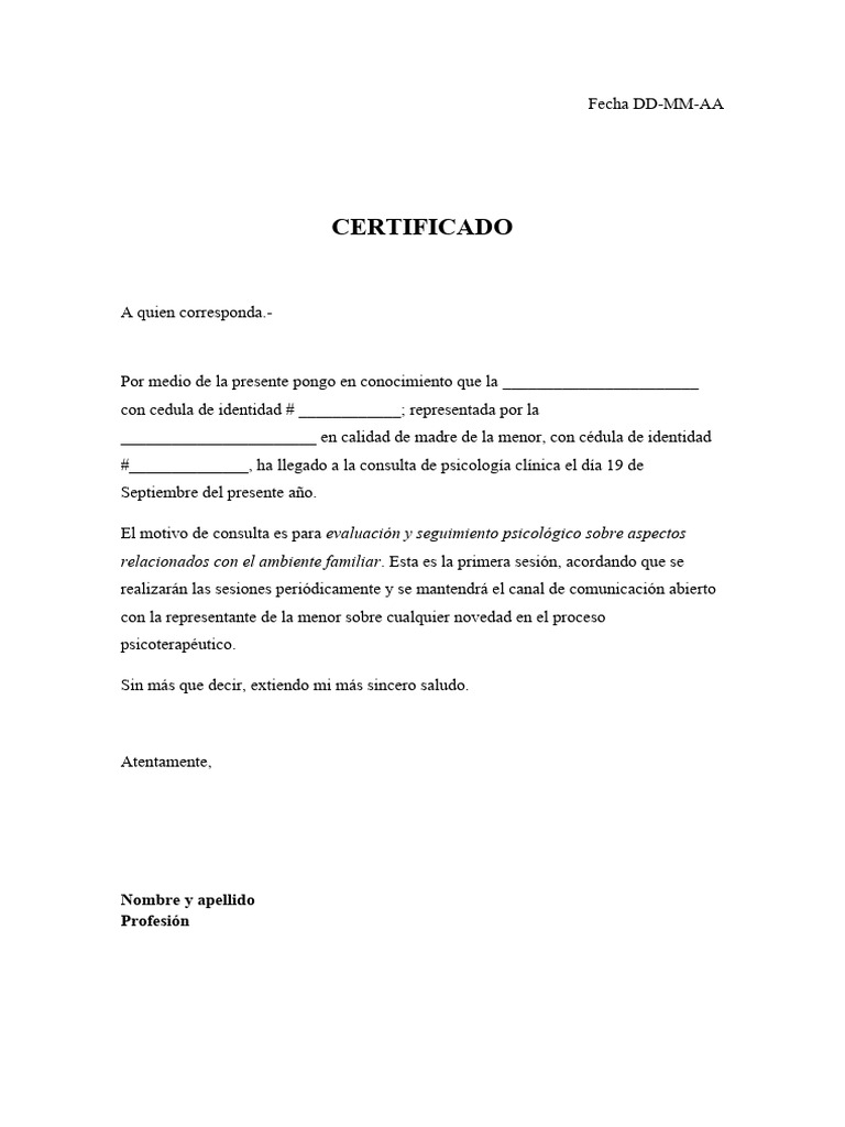 Certificado de Asistencia PSicologia | PDF