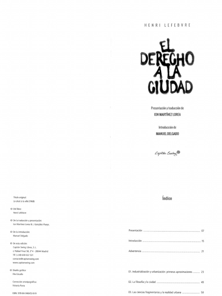 Lefebvre, Henri. El Derecho A La Ciudad. PDF