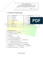 2.5 Ficha de Trabalho - Prepositions of Time - At, On, in