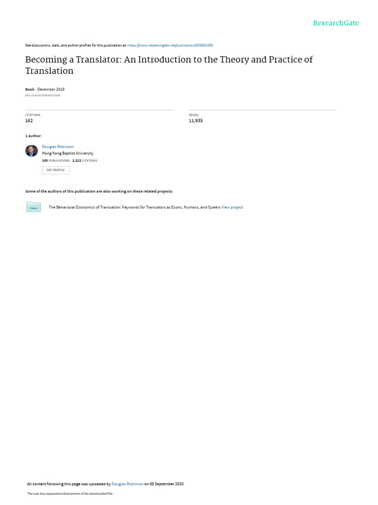 Becoming A Translator An Introduction To The Theor | PDF | Pedagogy ...