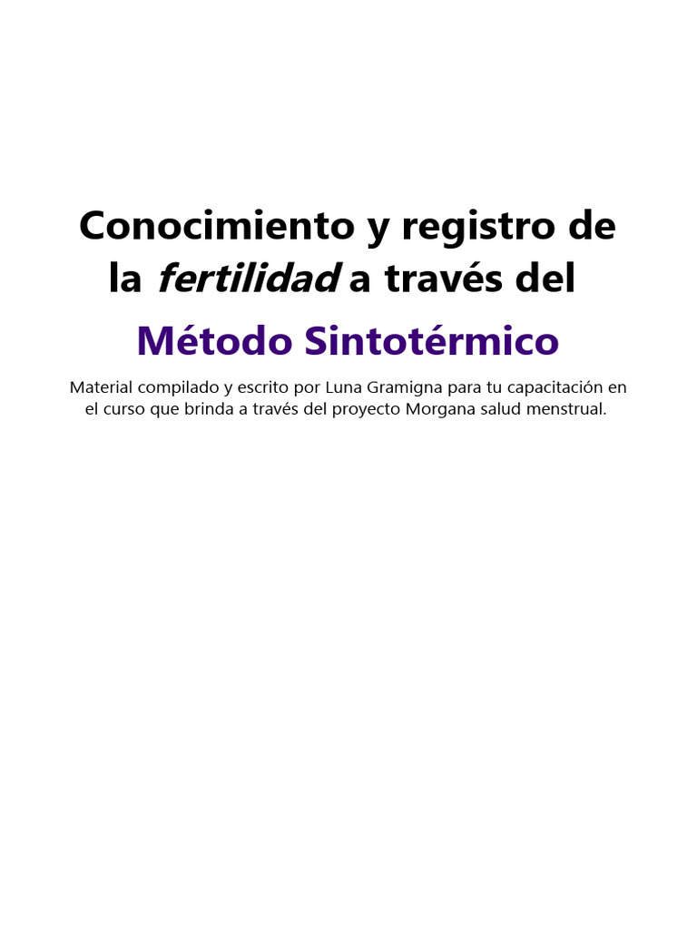 Capacitación en Método Sintotérmico | PDF | Ciclo menstrual | Gonadotropina