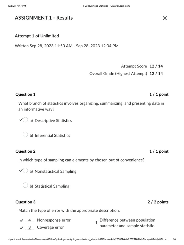 AP Statistics Assignment Results | PDF | Sampling (Statistics) | Statistics