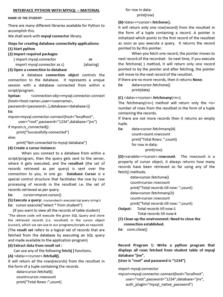 2 Interface Python With Mysql Programs PDF Databases Computing 2 interface python with mysql programs pdf databases computing