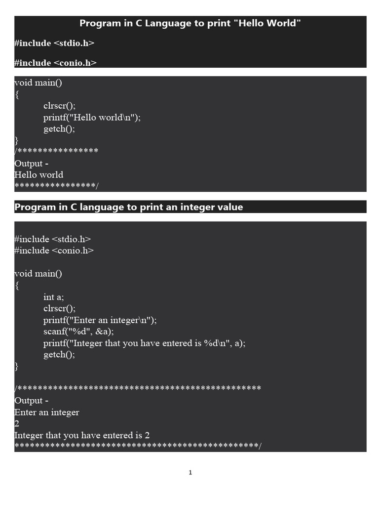 C Programs (Latest) | PDF