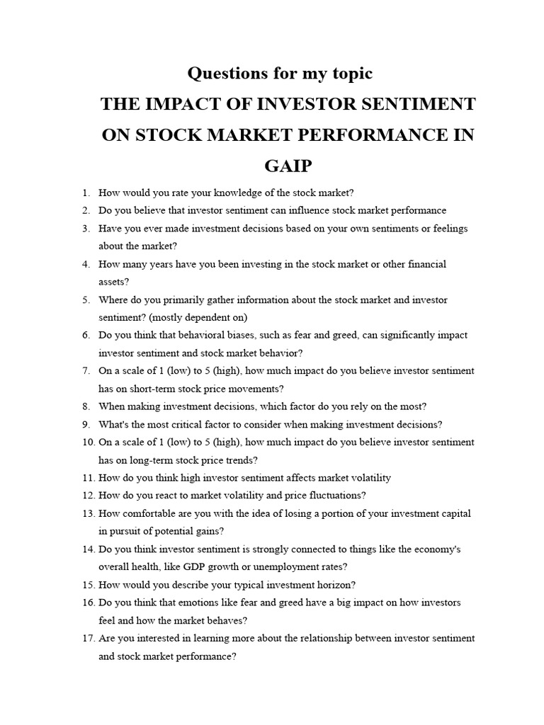 Stock Knowledge and Investor Sentiment | PDF | Finance & Money Management