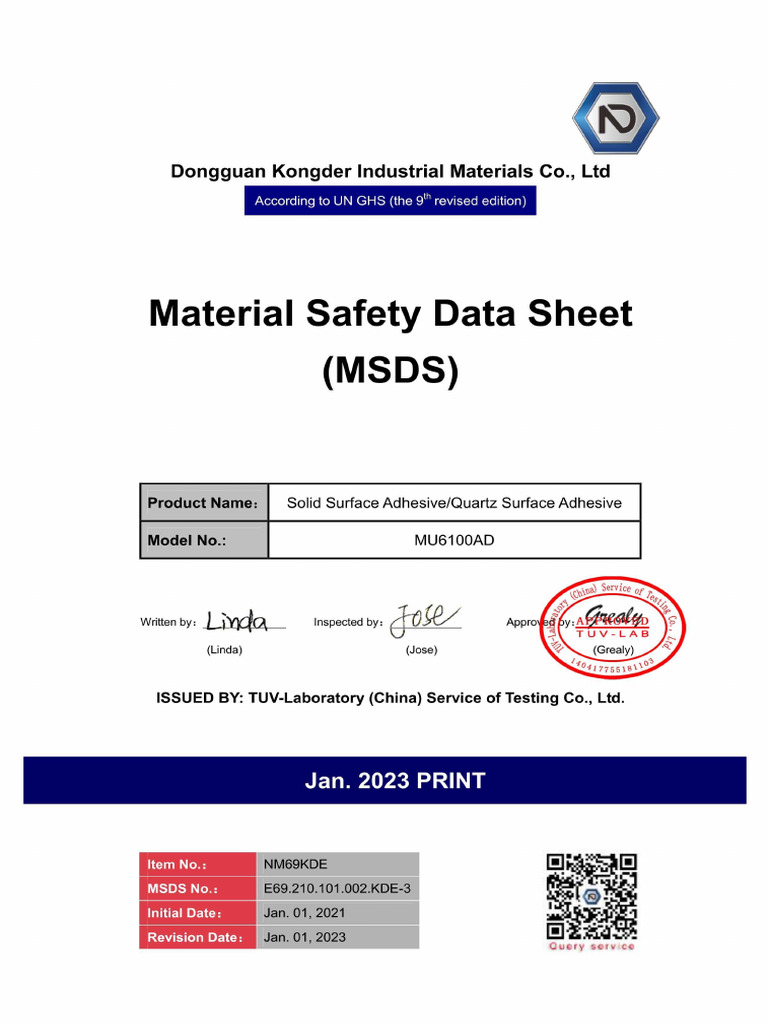 MSDS Glue PDF