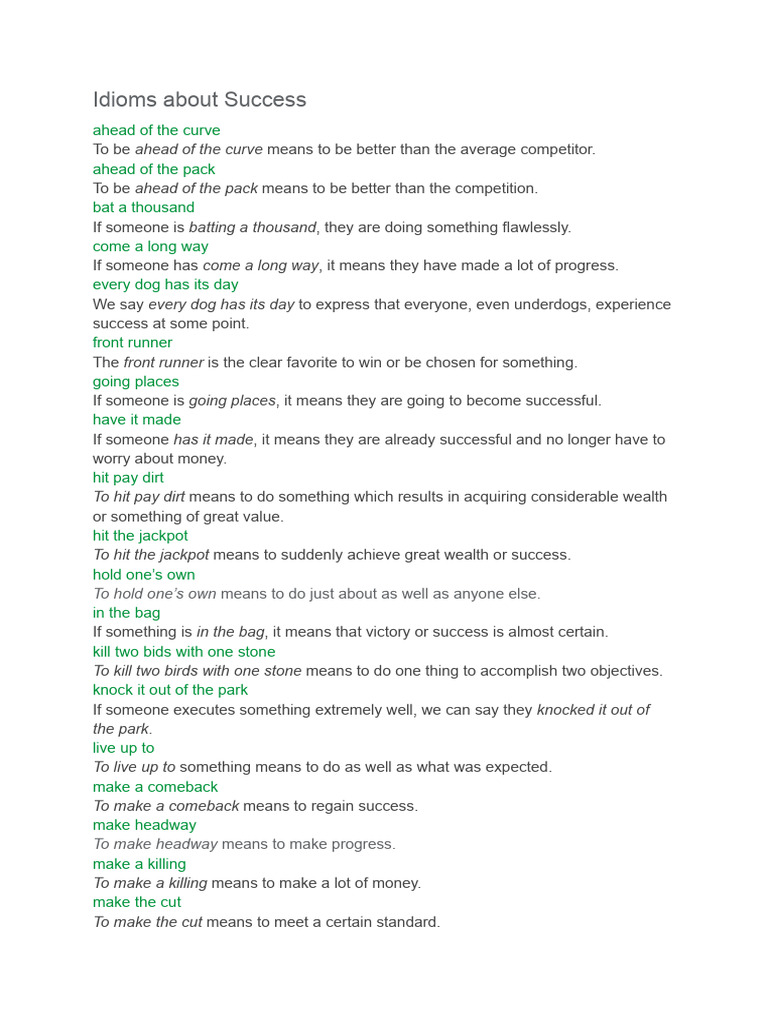 10 Everyday Idioms For Achieving Success – MZCJW