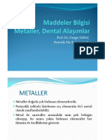 DHF - 101 - B-11 Maddeler Bilgisi Metaller, Dental Alaşımlar