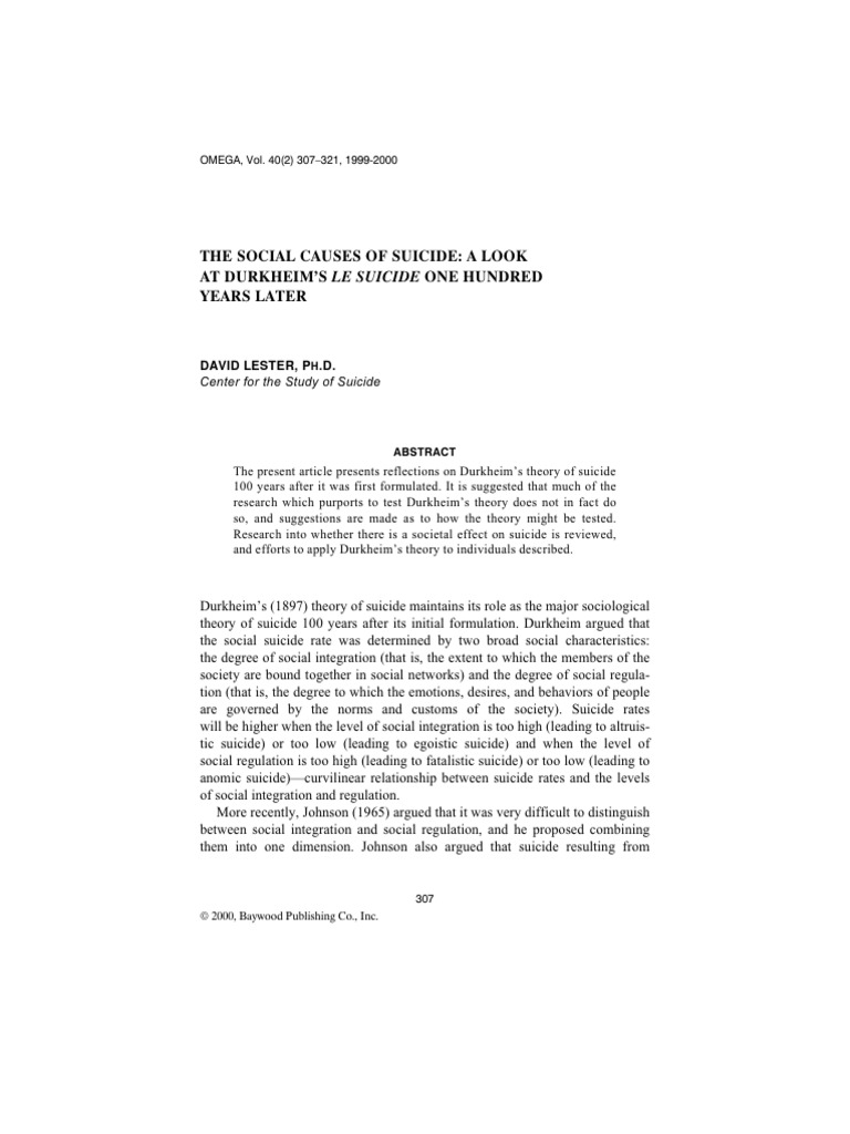 The Social Causes of Suicide A Look at Durkheim | PDF | Émile Durkheim ...