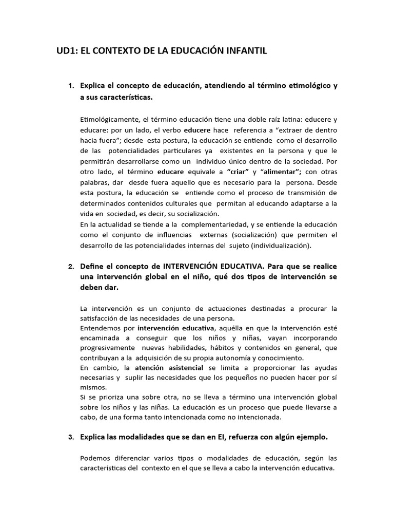 Ud1 - El Contexto de La Educación Infantil | PDF | Educación de la ...