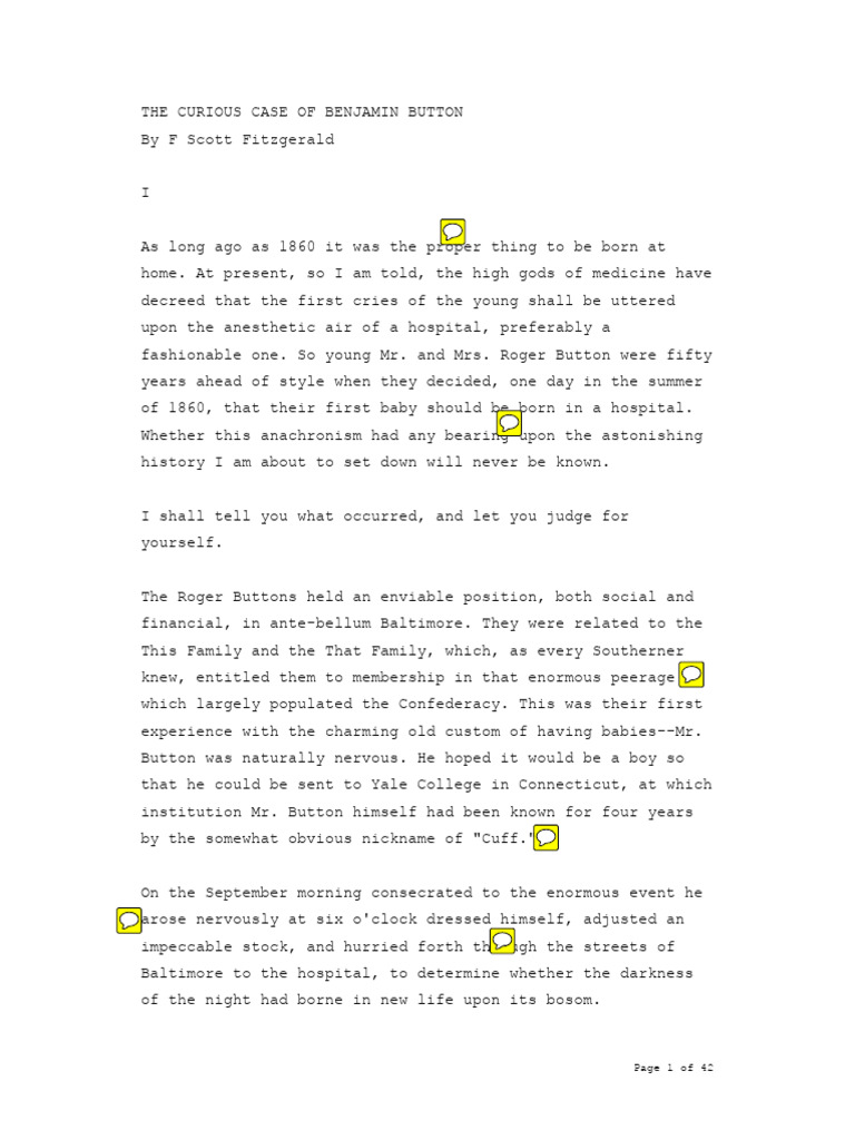 Benjamin Button - Fitzgerald | PDF, image size:768x1024