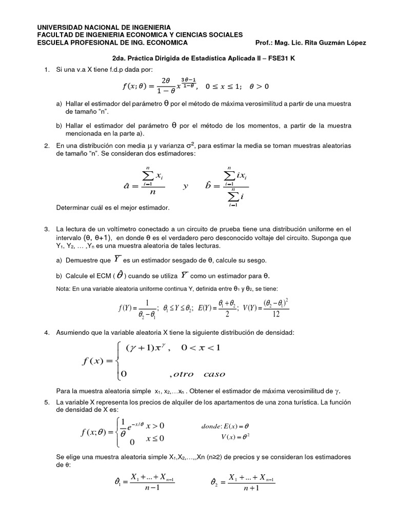 2da Prac Dirigida Estimac Puntual E Intervalos De Confianza 2023 Ii