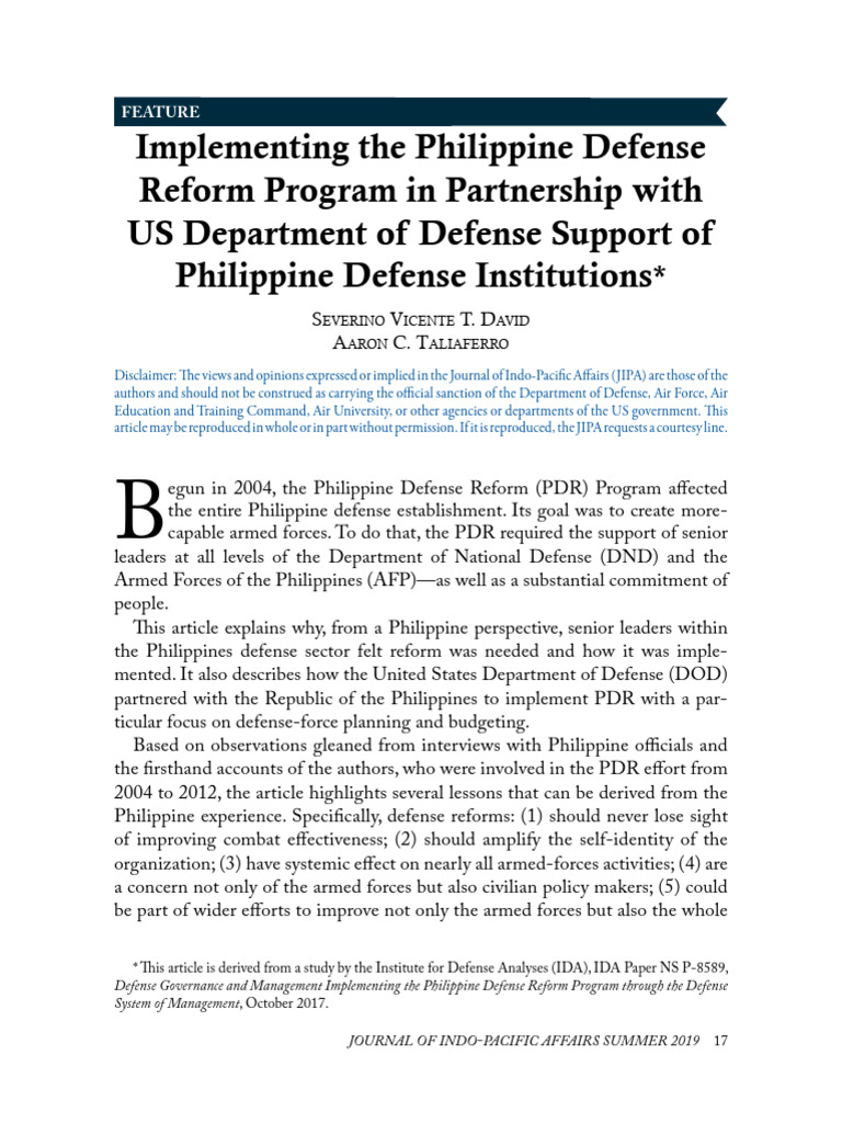 Philippine Defense Reform and US Support | PDF | Military