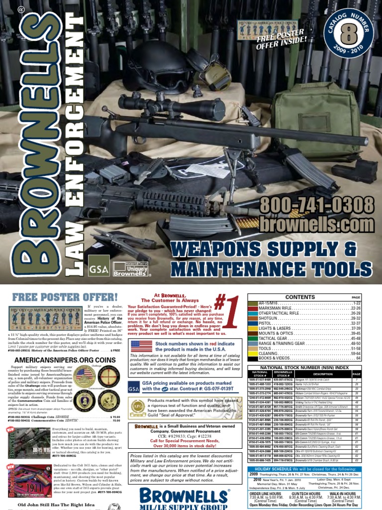 Brownells Law Enforcement Catalog Weapons Supply and Maintenance Tools  CATALOG NO 8 2009 2010, PDF, Screw